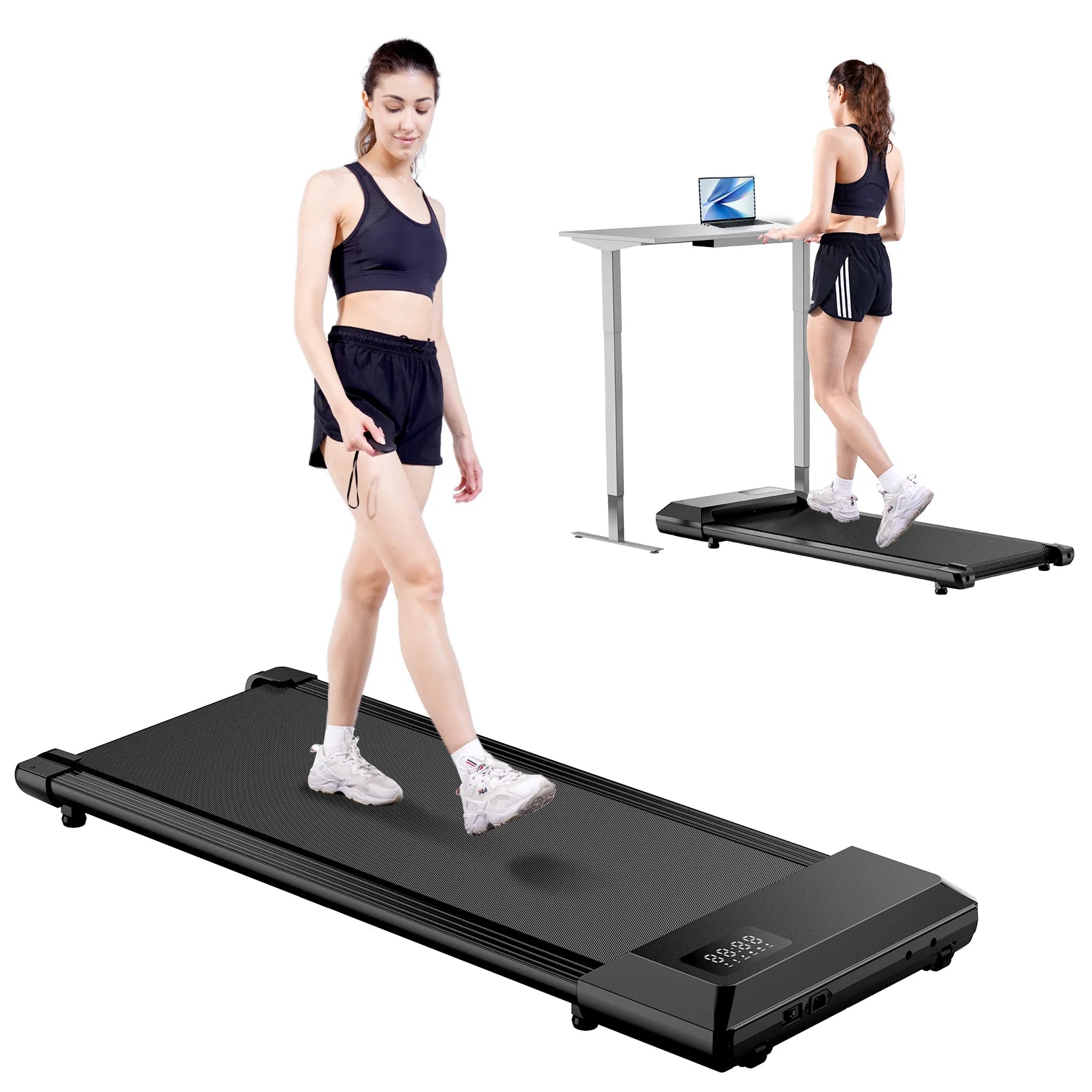 2-in-1 Walking Pad Mini Treadmill – Under Desk, LCD Screen, Bluetooth, Quiet, 250lb Max (BA04/06-A2) — view 4 of sports & fitness