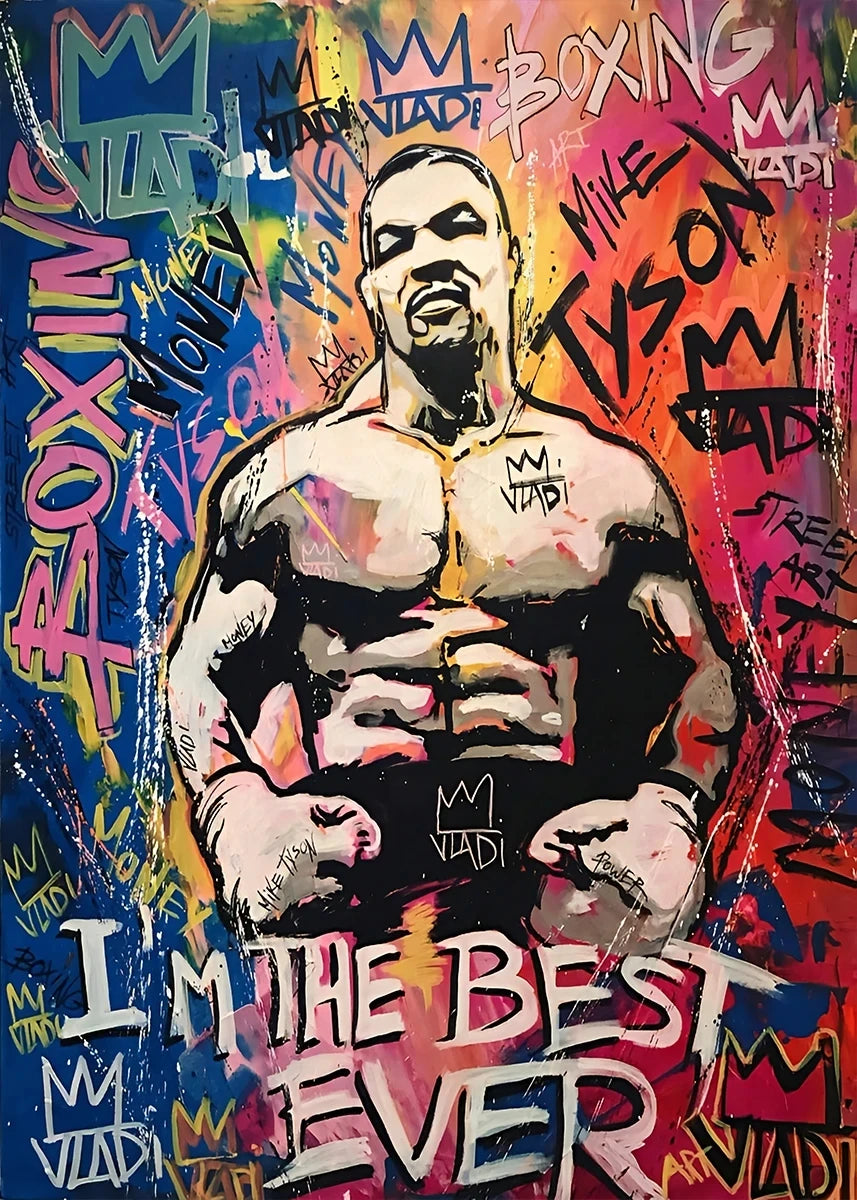 Home Decor Mike Tyson Boxing Graffiti Poster — Pop Canvas Wall Art, Boxer Legend Motivation — view 7 of home decor