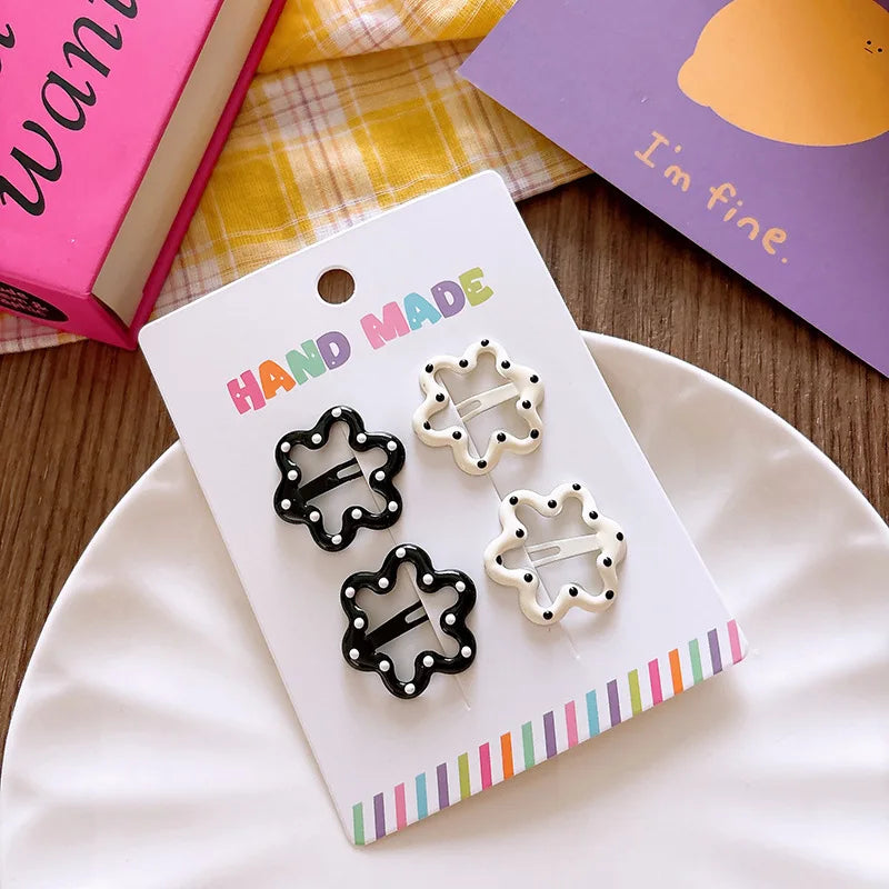 New polka dot hair clip black and white color clip girl versatile bangs clip hair accessory for short hair — view 13 of product