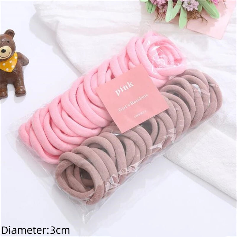 Black Elastic Hair Tie Set - 50pc No-Damage Hair Bands for Women