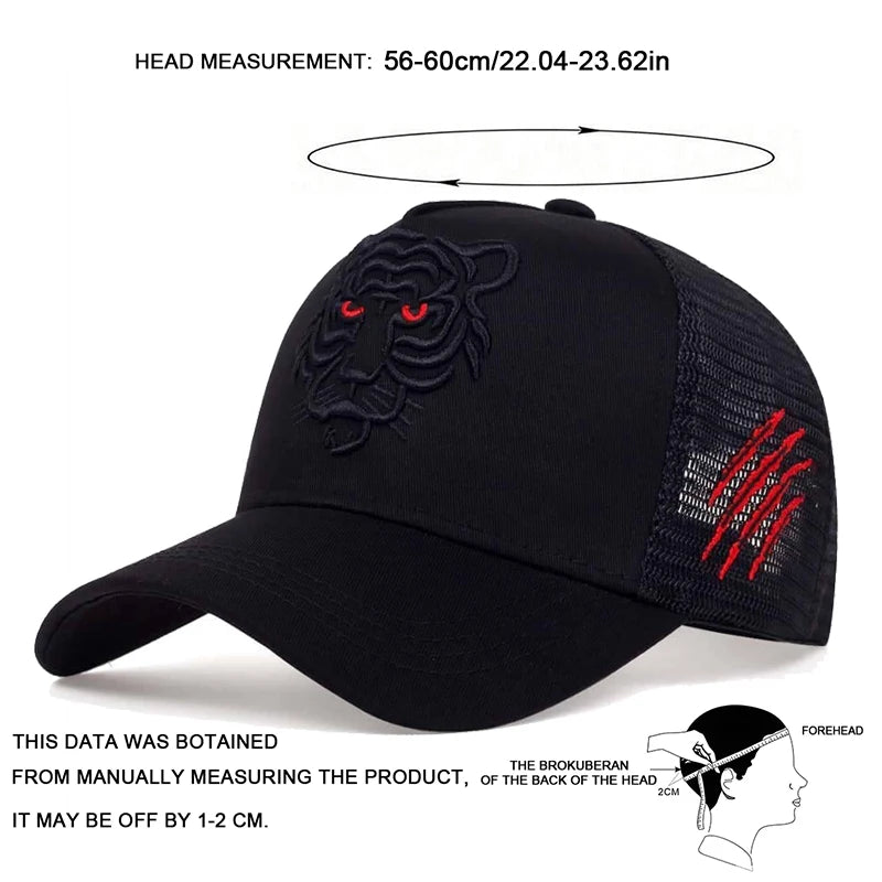 Tiger Head Embroidery Baseball Cap - Adjustable Outdoor Sun Hat for Spring & Autumn — view 3 of baseball caps