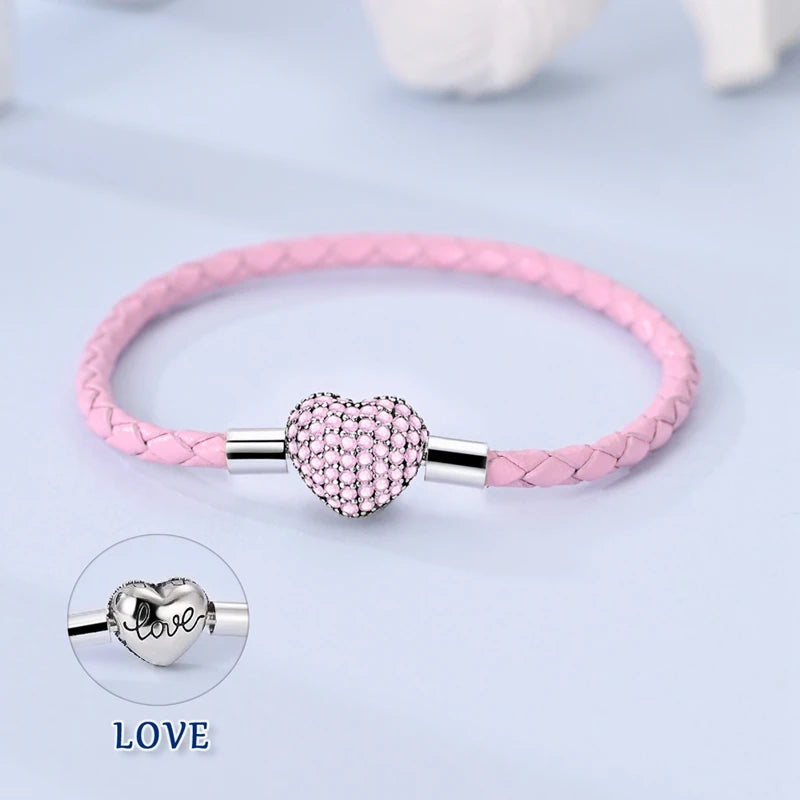 Pearl & Heart Charm Sterling Silver Bracelet 17-20cm — 925 DIY Fit Beads