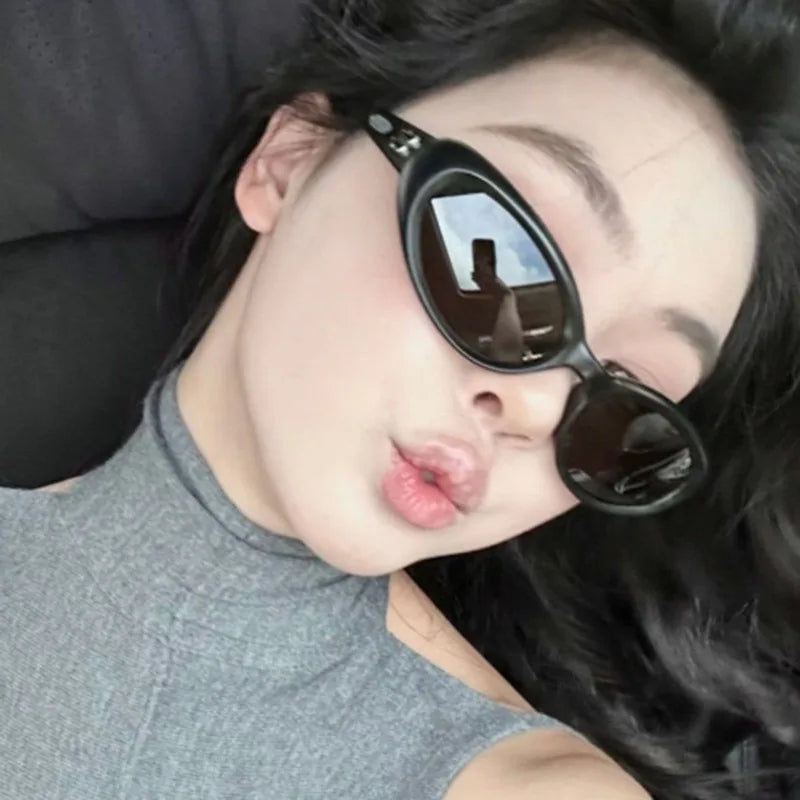 Women's Y2K Oval Sunglasses — Vintage Cat-Eye UV400 Retro Shades (Unisex) — view 3 of sunglasses