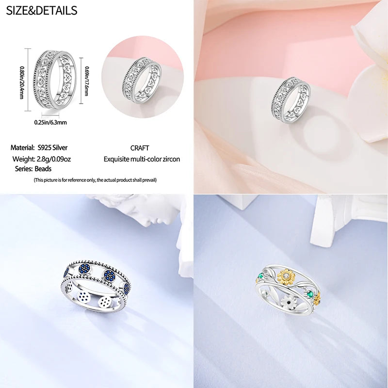 Women's 925 Sterling Silver Hollow Ring — Flower Butterfly Heart Sun Fashion Jewelry — view 4 of jewelry