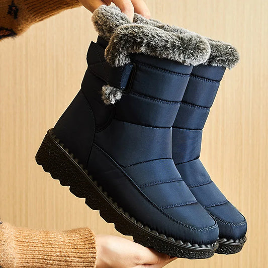 Women's Boots 2025 Trend — Low-Heel Waterproof Fur Snow Ankle Boots — view 1 of boots