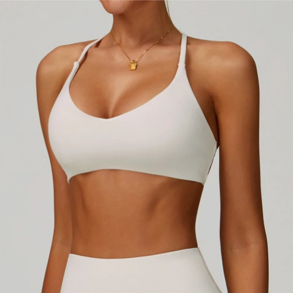 Cross-Shoulder Strap Sports Bra — Anti-Sweat Shockproof Push-Up Yoga Gym Crop Top — view 5 of sports bras