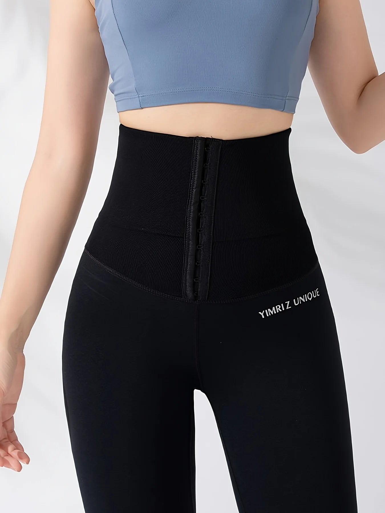 High-Waist Tummy-Control Leggings — Button-Closure Butt-Lifting Stretch Yoga Pants