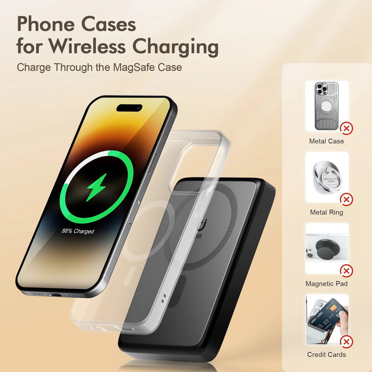 10,000mAh Magnetic Wireless Power Bank — 22.5W Built-In USB-C Cable Premium — view 4 of power banks