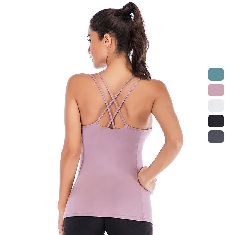 Padded Yoga Crop Top Sports Bra — Women’s Breathable Workout Tank — view 1 of sports & fitness