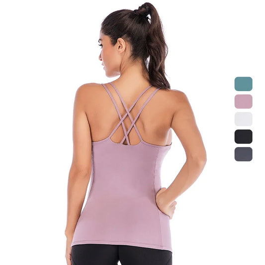 Padded Yoga Crop Top Sports Bra — Women’s Breathable Workout Tank — view 1 of sports & fitness
