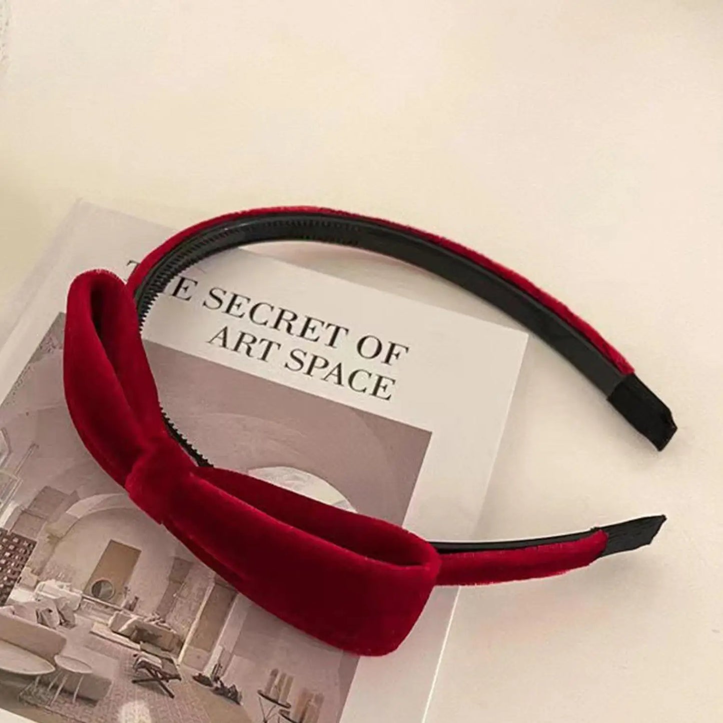 Elegant Velvet Bow Headband for Women Red Black Bowknot Hair Band Sweet Girls Hairband Party Hair Hoop Hair Accessories Headwear — view 7 of product