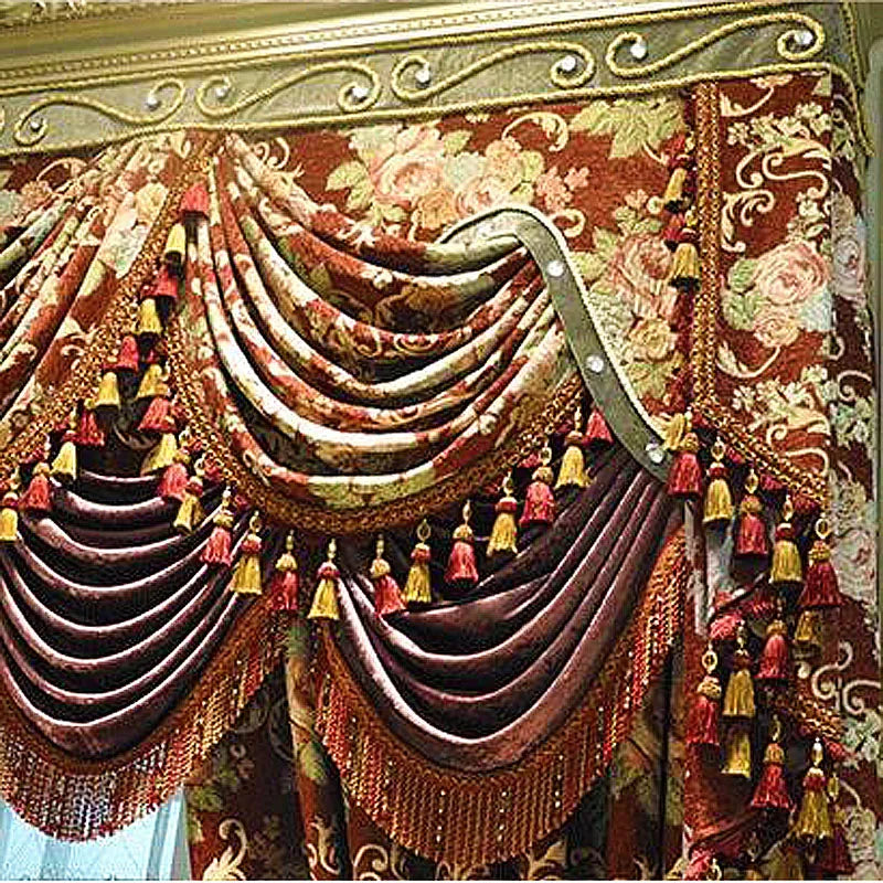 Luxury Monster Flame Flower Pattern Curtains – Valance Drapes for Living Room & Dining Room