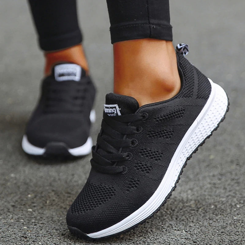 Women's Mesh Tennis Sneakers — Lace-Up Breathable Comfortable Trainers — view 2 of sneakers