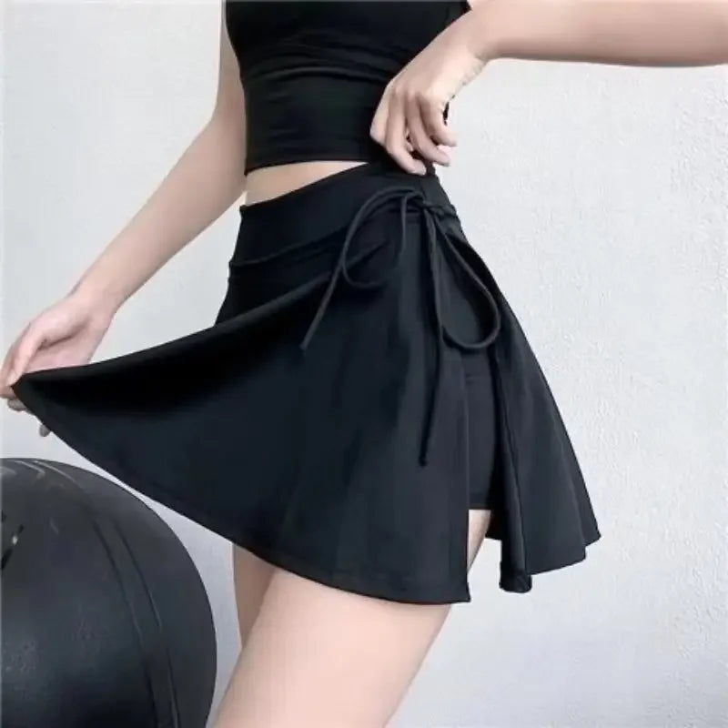 Sports Yoga Tennis Skort — Quick-Dry with Inner Shorts & Pocket — fabric close-up