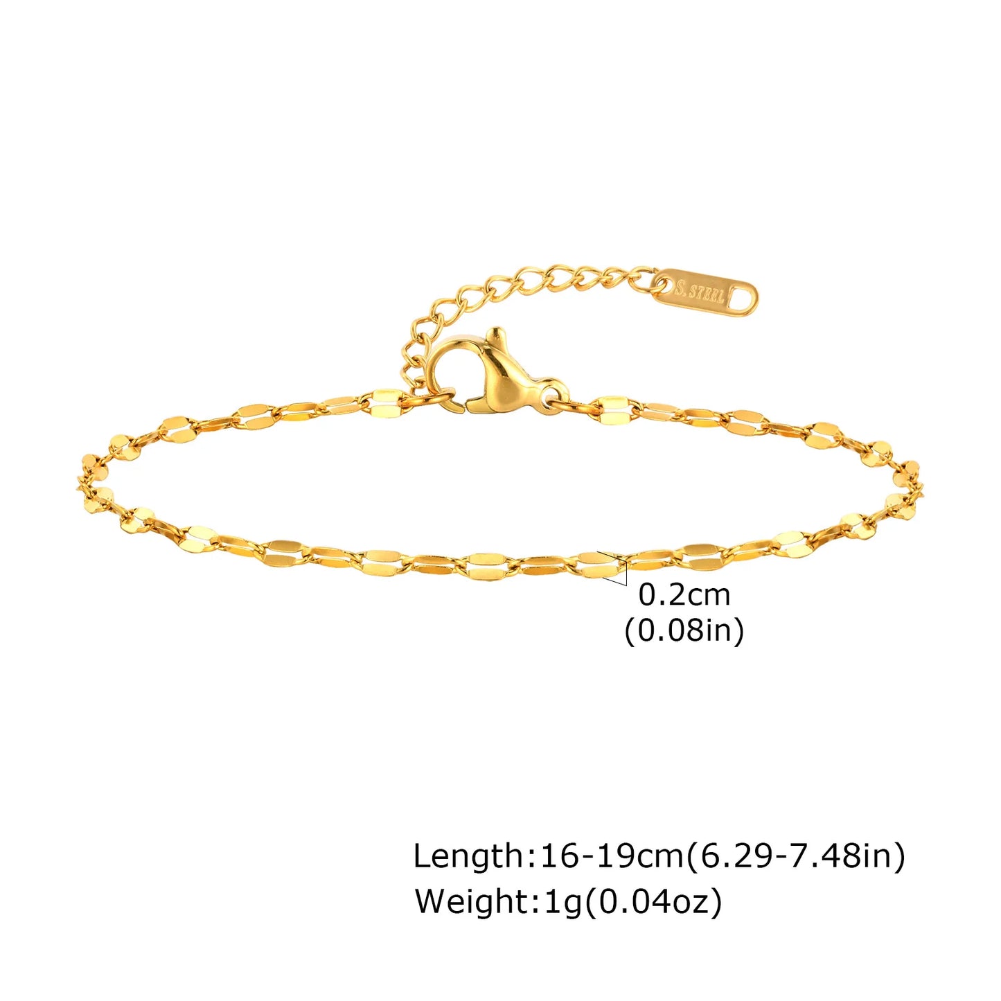 Women's Herringbone Chain Bracelet — Gold Plated Stackable Stainless Steel Jewelry