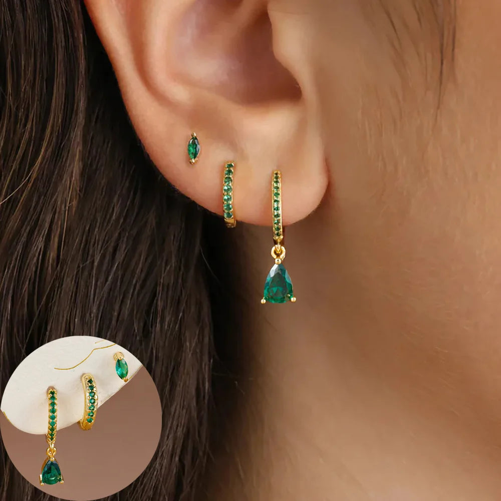 Women's 3pc Star Drop Earrings Set — 18K Gold Plated Round Dangle Jewelry — view 15 of jewelry