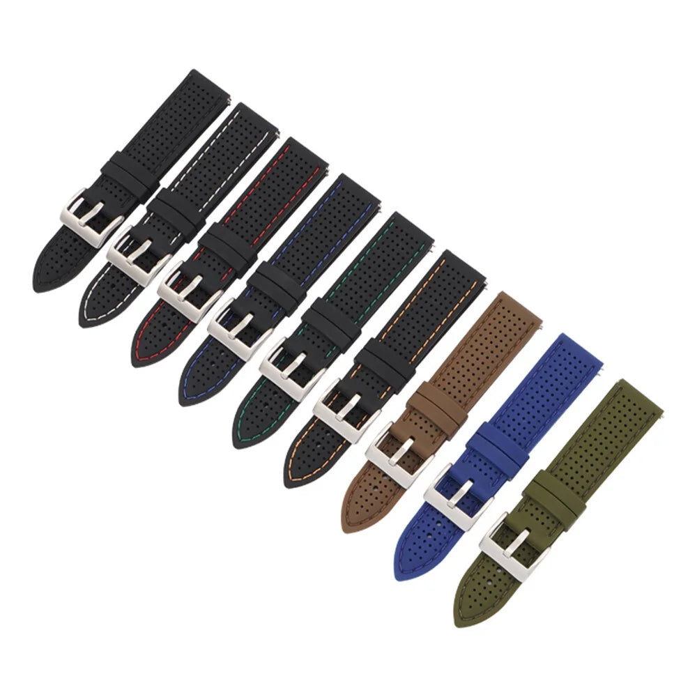 Soft Silicone Rubber Watch Strap — 20mm 22mm 24mm Waterproof Sport Band for Men & Women — view 3 of watch straps