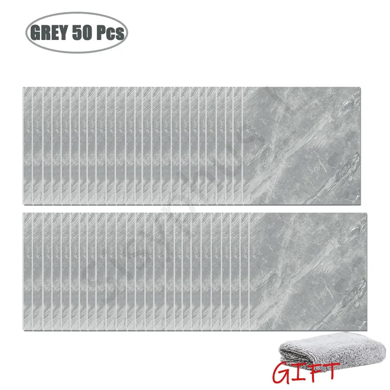 PVC Marble Peel-and-Stick Wall & Tile Stickers (10–50PCS) – Waterproof Self-Adhesive Floor & Backsplash Decor