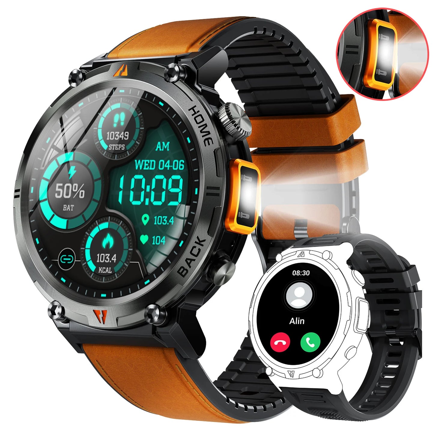 EIGIIS KE3 2025 New Bluetooth Call smartwatch for men Full Touch Screen With Health Monitor heart rate Flashlight Smart watch — view 9 of product
