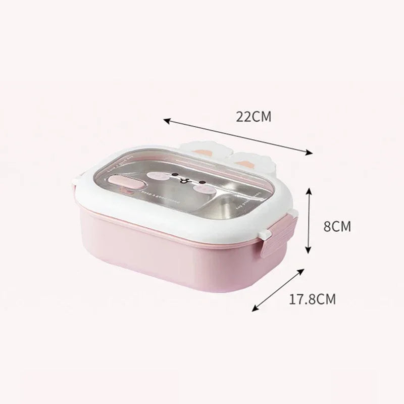 Stainless Steel Lunch Box Rabbit Design Large Capacity Divided Bento Box for Kids Adults — view 6 of food storage