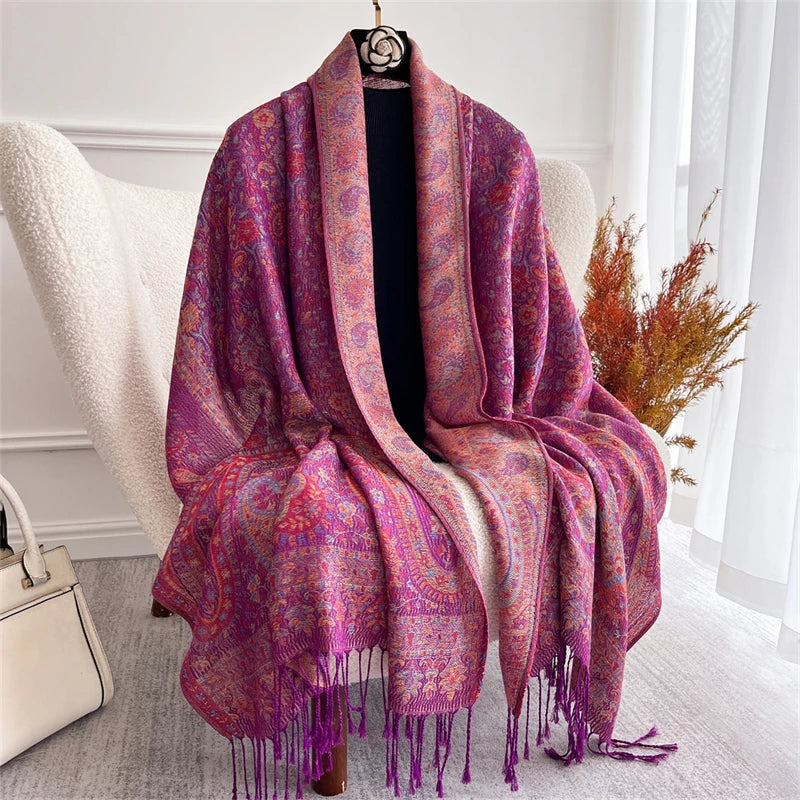 Pashmina Scarf in 58 Signature Shades — Cashmere-Feel Women's Tassel Shawl Wrap Color Stack
