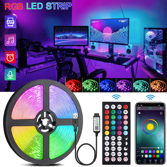 RGB LED Light Strip — USB Music-Sync Smart Ribbon with Bluetooth & Remote (5V) — view 1 of smart lighting