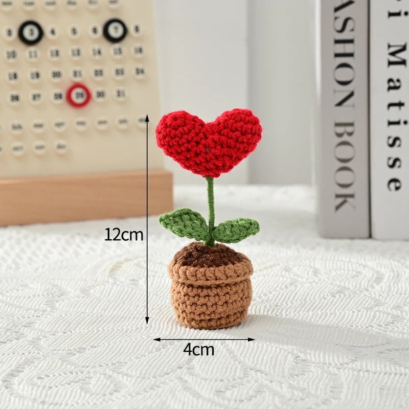 Home Decor Handmade Crochet Potted Plant — Cute Mini Faux Flower for Car, Desk & Office — view 12 of home decor