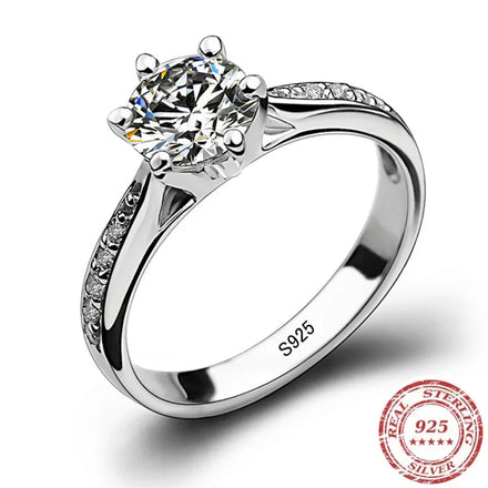 Women's 925 Sterling Silver Six-Claw Ring — 7CT Diamond Engagement Jewelry