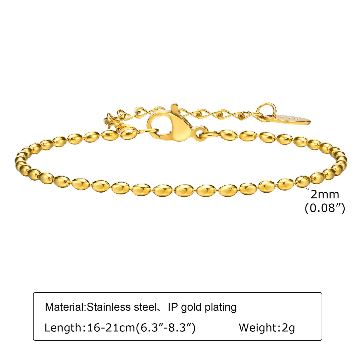 Women's Herringbone Chain Bracelet — Gold Plated Stackable Stainless Steel Jewelry
