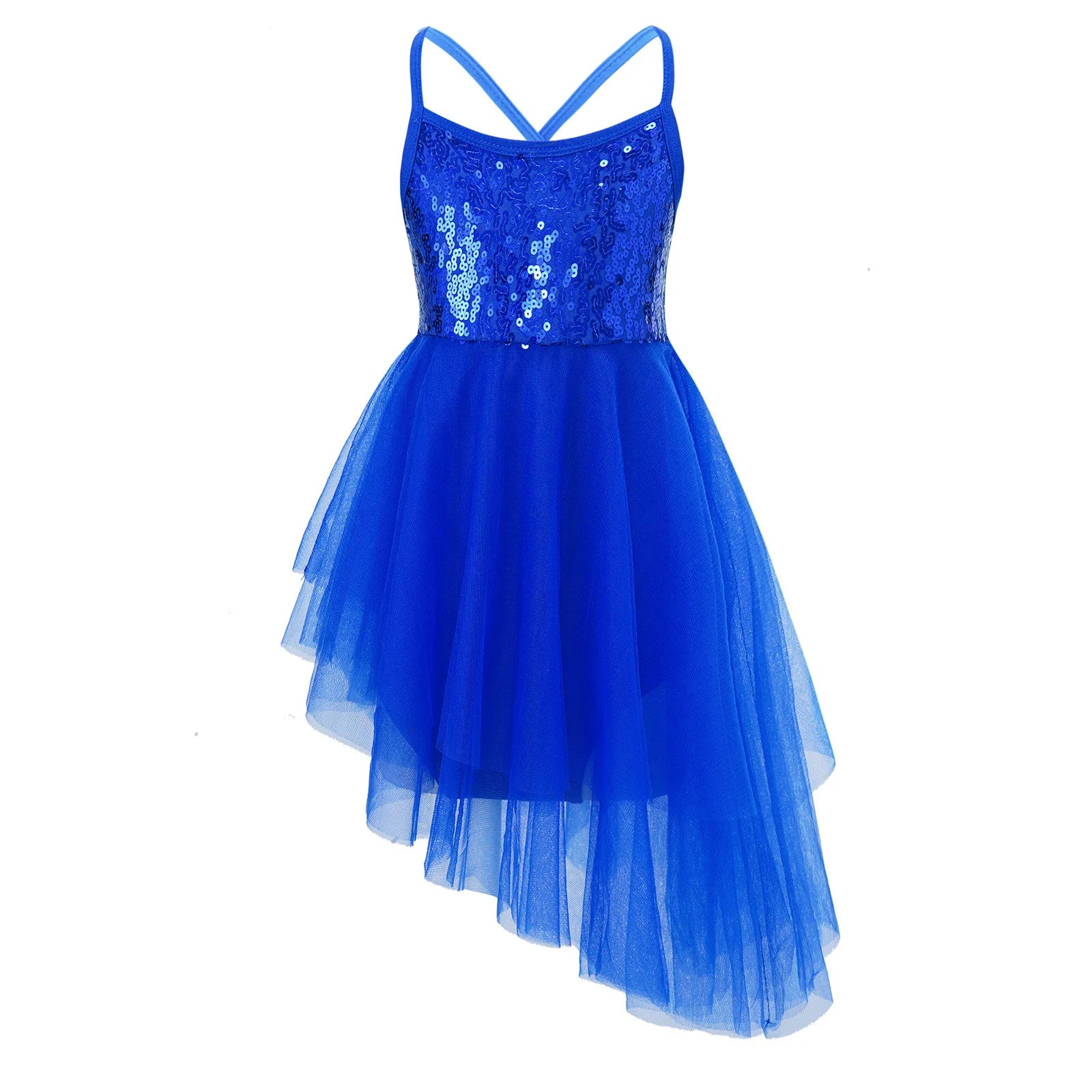 Kids Girls Sequin Ballet Tutu Hi-Lo Dress - Fairy Leotard Costume — view 7 of dance costumes