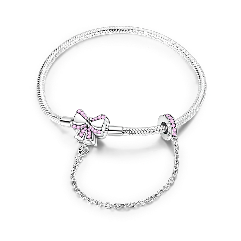 Pearl & Heart Charm Sterling Silver Bracelet 17-20cm — 925 DIY Fit Beads