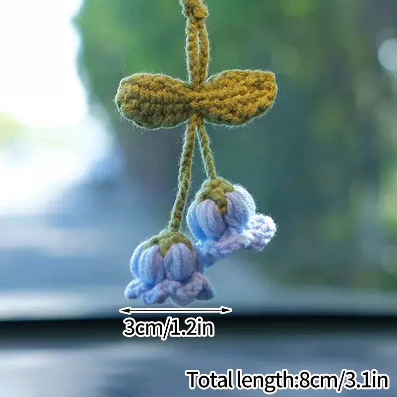 Home Decor Crochet Flower Pendant — Hand-Knitted Car Interior Hanging Decor & Bag Accessory — view 12 of home decor