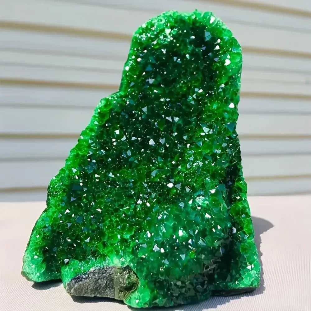 Crystal & Gemstone Green Geode Quartz Cluster — 200-300g Natural Stone Decor Craft — view 7 of crystal & gemstone