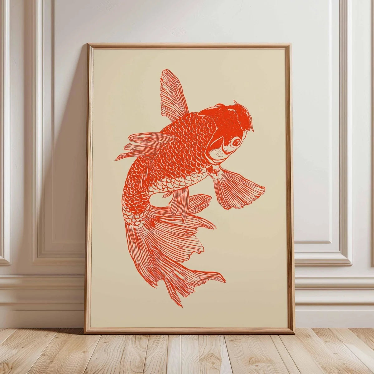Japanese Red Koi Fish Canvas Poster &mdash; Modern Minimalist Wall Art for Bedroom &amp; Kitchen