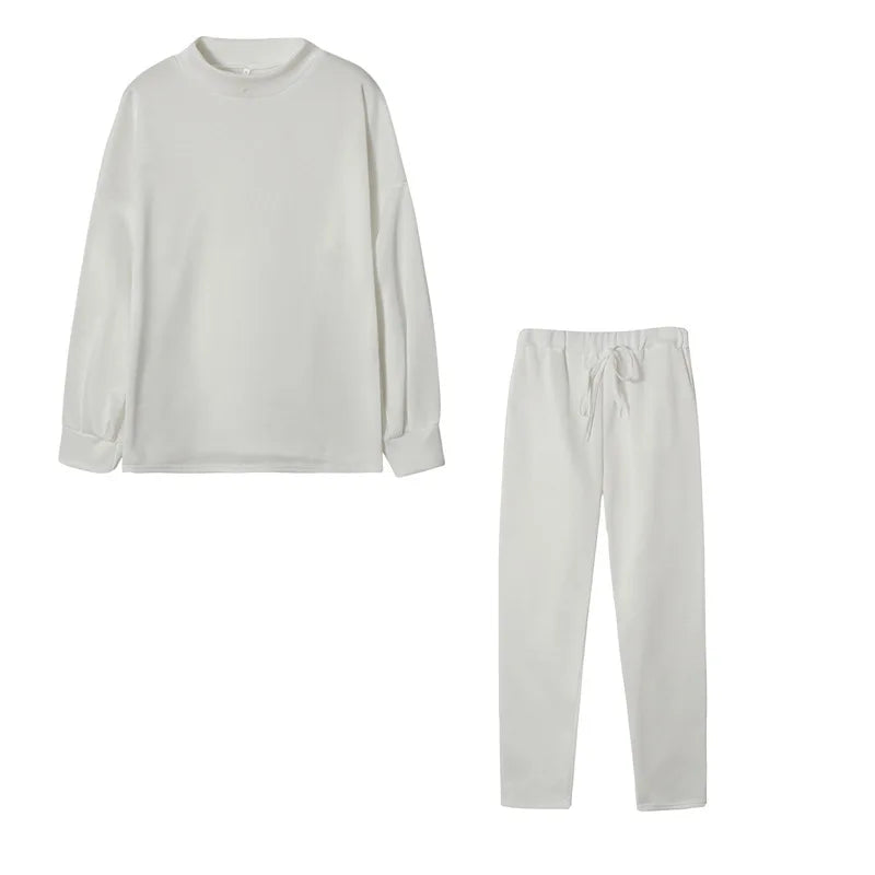 Autumn-Winter 2Pc Tracksuit &mdash; Women&rsquo;s Long-Sleeve Pullover Hoodie + Solid Jogger Pant Set — view 10 of tracksuits