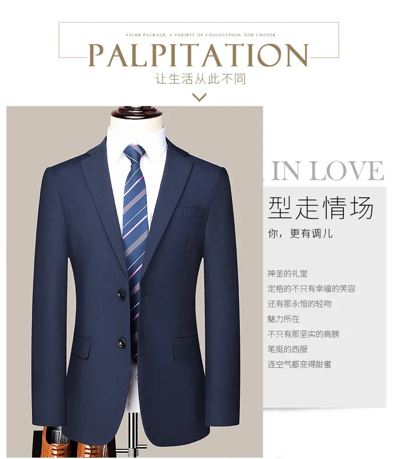 2024 Two-button Suit for Men (suit + Trousers) Handsome Slim-fit Business Professional Work Formal Two-piece Set  S-6XL