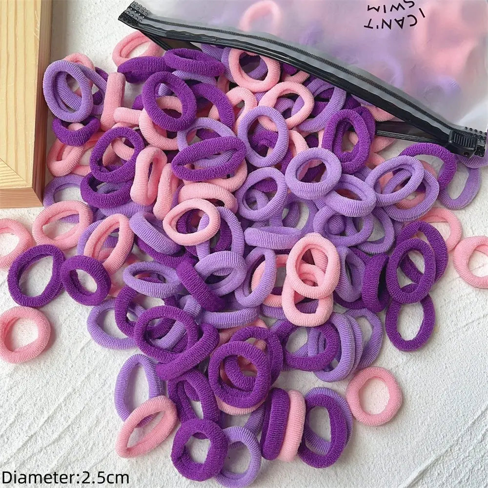 Black Elastic Hair Tie Set - 50pc No-Damage Hair Bands for Women