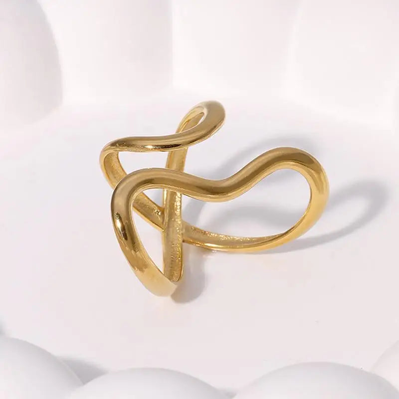 Women's Waterproof Open Ring — 18K PVD Gold Plated Stainless Steel Jewelry — view 3 of jewelry