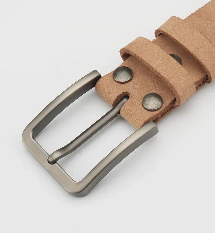 Belts Genuine Whole-Cowhide Men's Leather Belt — Trimmed-Edge Heritage Retro Style — view 3 of belts