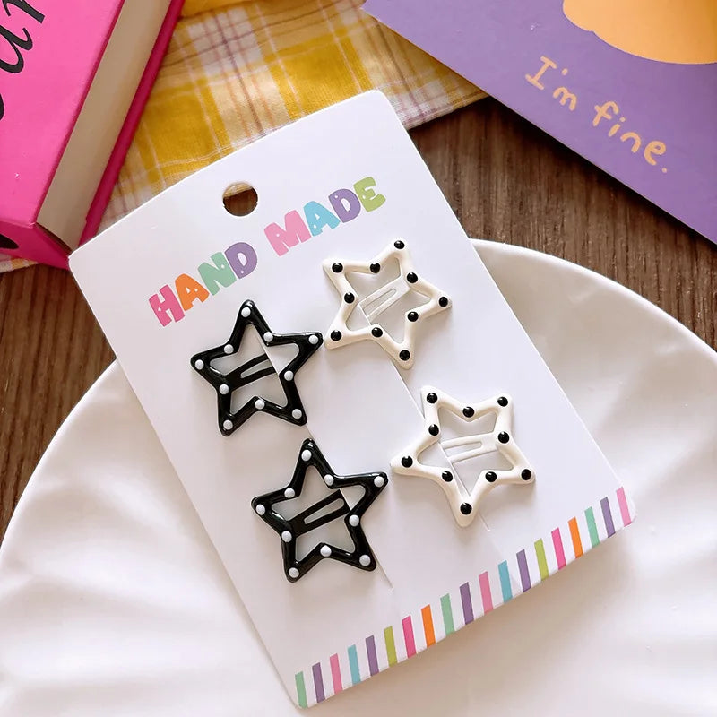 New polka dot hair clip black and white color clip girl versatile bangs clip hair accessory for short hair — view 9 of product