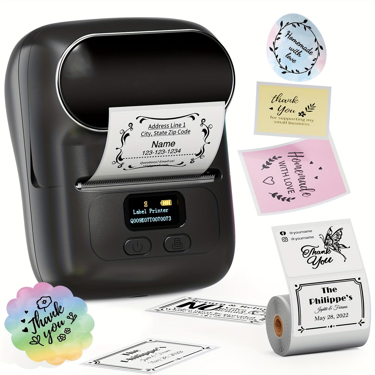 Barcode Printer - Label Maker Machine Wireless Themal Label Printer for Small Business, School, Barcode, Address, Jewelry, Clothing, Organizing, Orange