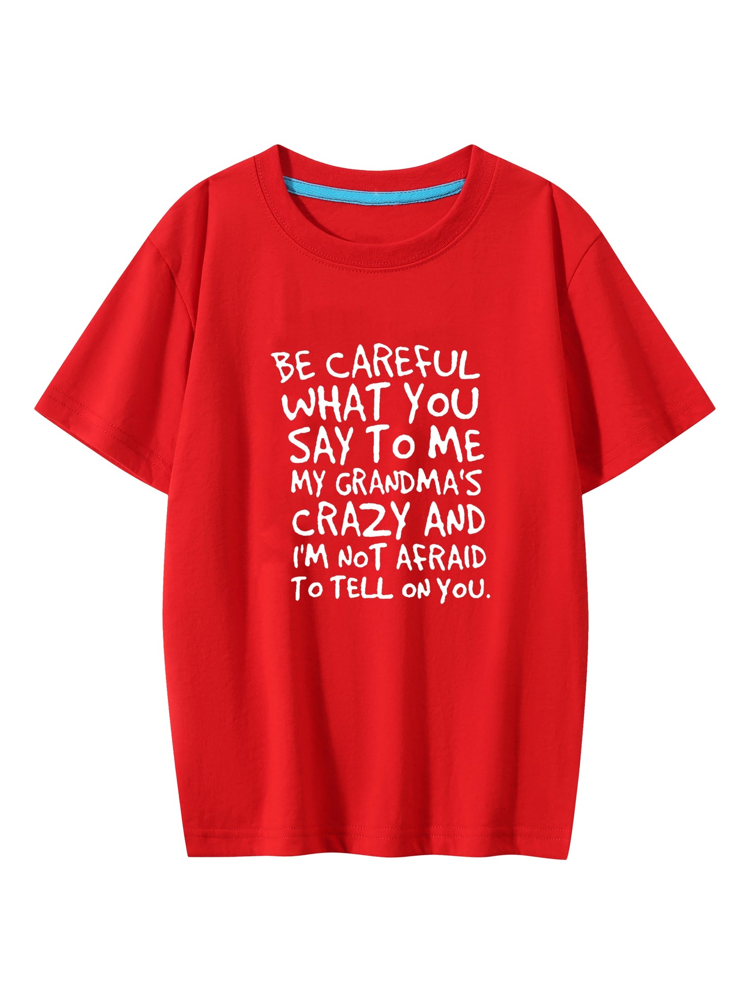 Boys' Creative T-shirt - BE CAREFUL WHAT YOU SAY TO ME Letter Print Casual Lightweight Comfy Short Sleeve Tee Tops for Kids Summer Clothes