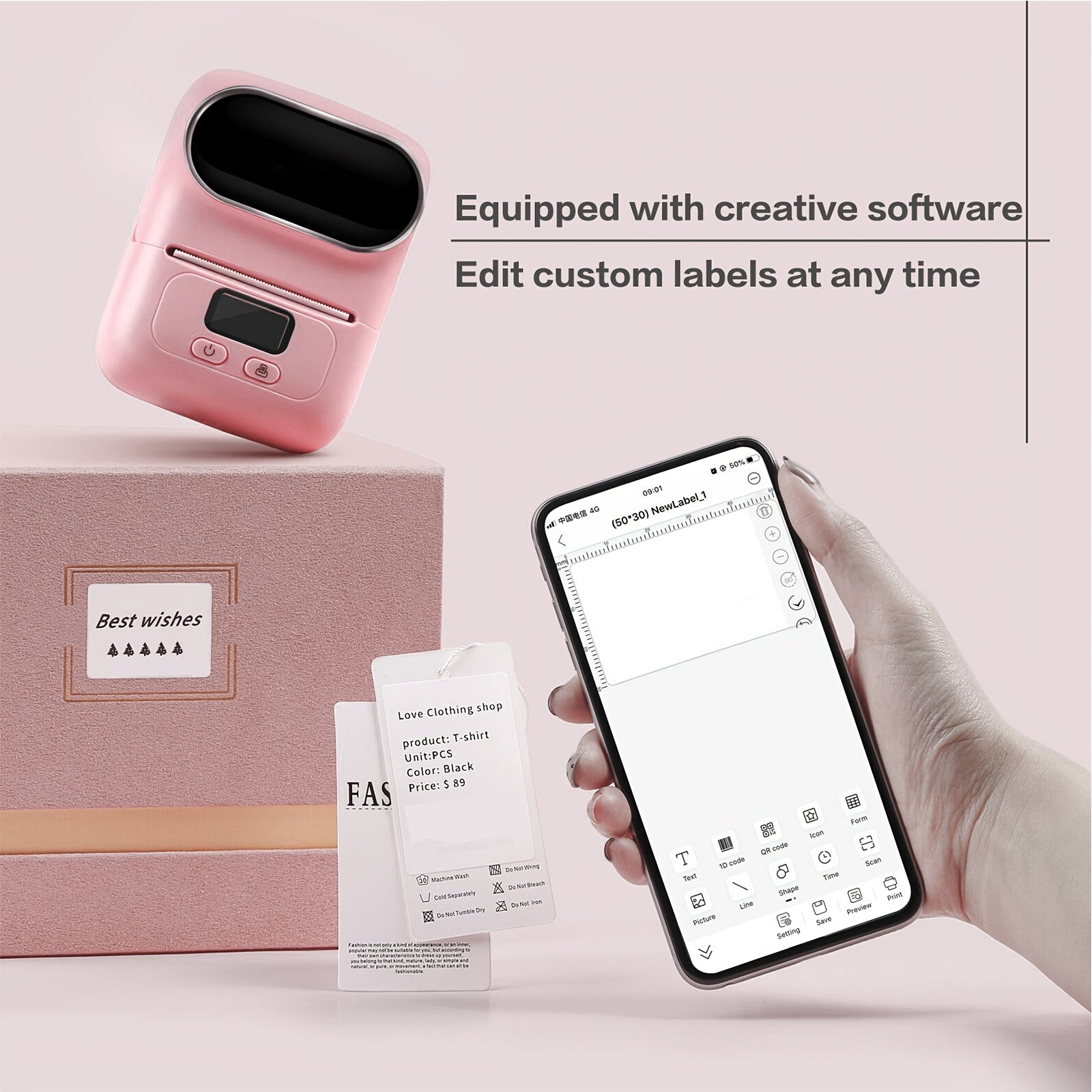 Barcode Printer - Label Maker Machine Wireless Themal Label Printer for Small Business, School, Barcode, Address, Jewelry, Clothing, Organizing, Orange