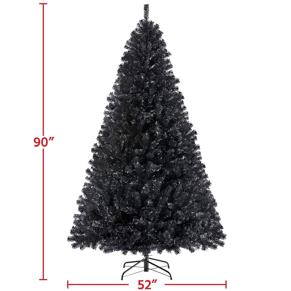 Costoffs 4ft/4.5ft/6ft/7.5ft/9ft/12ft Christmas Tree Hinged Prelighted Pine Tree for Home Party Holiday Decoration with Lights, Easy Assembly, Metal Hinges & Foldable Base