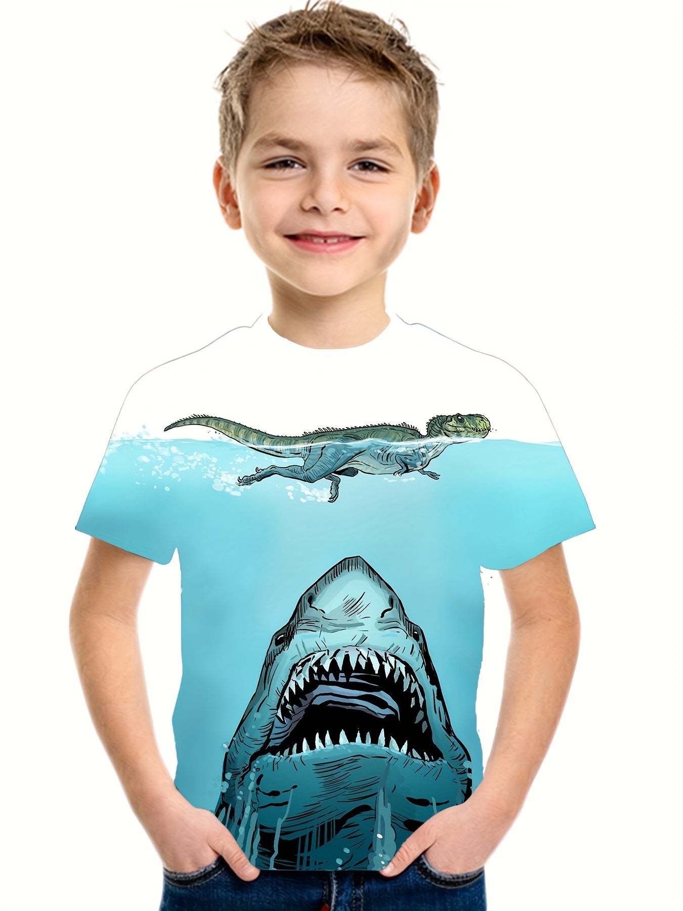 Cool 3D Shark & Dinosaur T-Shirts for Boys – Lightweight Summer Clothes