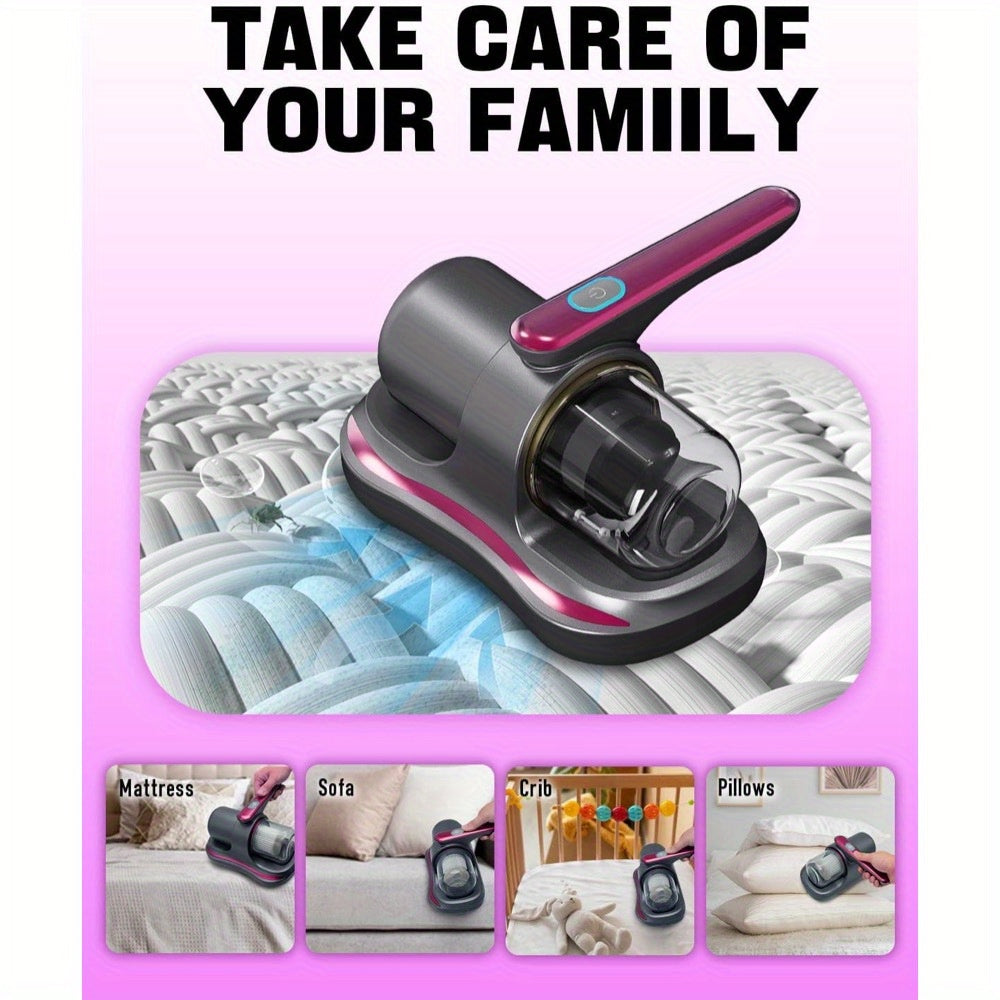 Upgrade2025 Handheld Bed Vacuum Cleaner, Super Suction and Low Noise, Washable Filter for Deep Cleaning, Handheld Vacuum Cleaner, Mattress Vacuum Cleaner, Effectively Clean Beds, Sofas, Pet Hair and Carpet