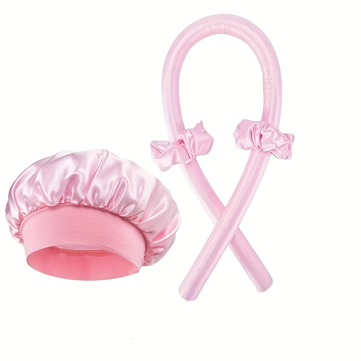 A Set of 4 Heatless Curling Rods And Satin Sleep Caps Suitable for All Hair Types — view 1 of beauty & personal care