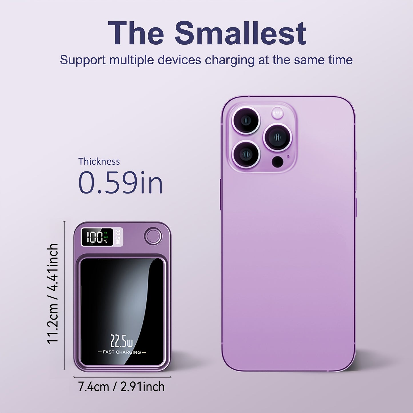 Sunthon Magnetic Wireless Charging Power Bank, 10000/5000mAh Portable Wireless Charger, 22.5W/PD20W Fast Charging Battery Pack, with LED Power Display, 2 Outputs And Dual Input External Battery Pack for iPhone 17/16/15/14/13/