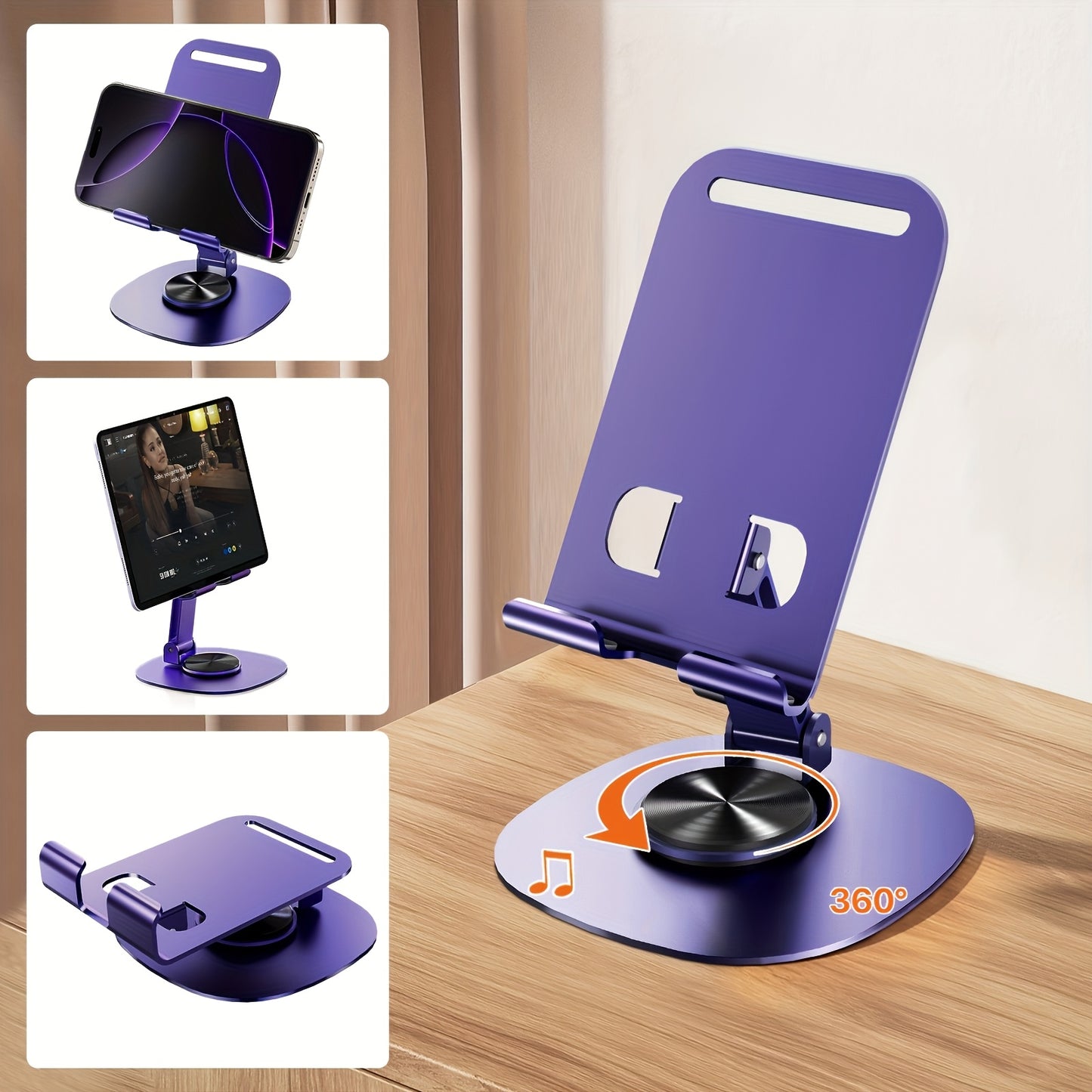 SOLIGU All-Metal Desktop Phone Stand – 360° Rotating Base with Satisfying Mechanical Click Sound