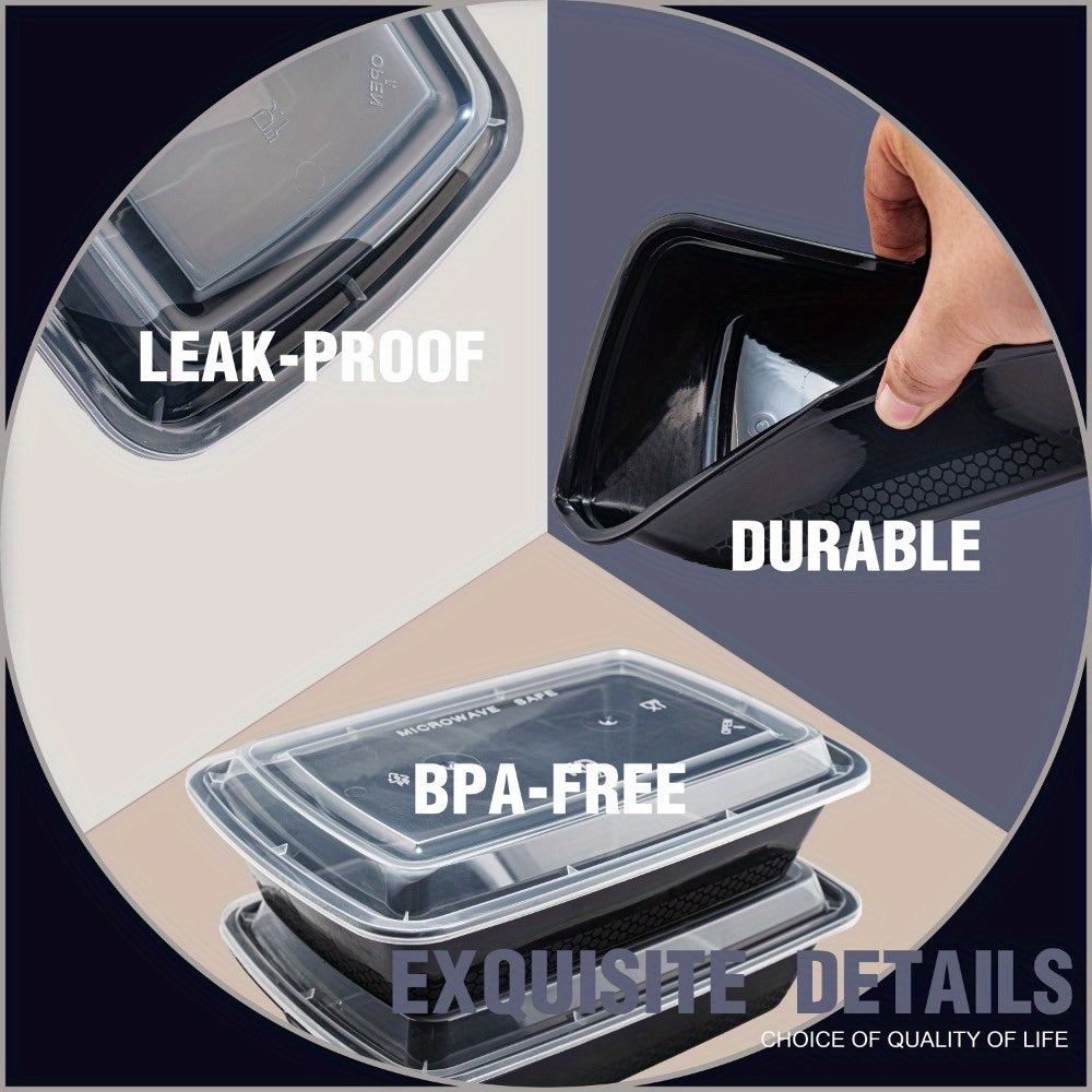 100pcs/ 200pcs Black Rectangular Meal Prep Containers 38oz Stackable And Leakproof Food Storage Container Set Disposale Bento Box Ideal for Takeout And Picnic Microwave & Dishwasher & Freezer Safe Halloween Thanksgiving Day C